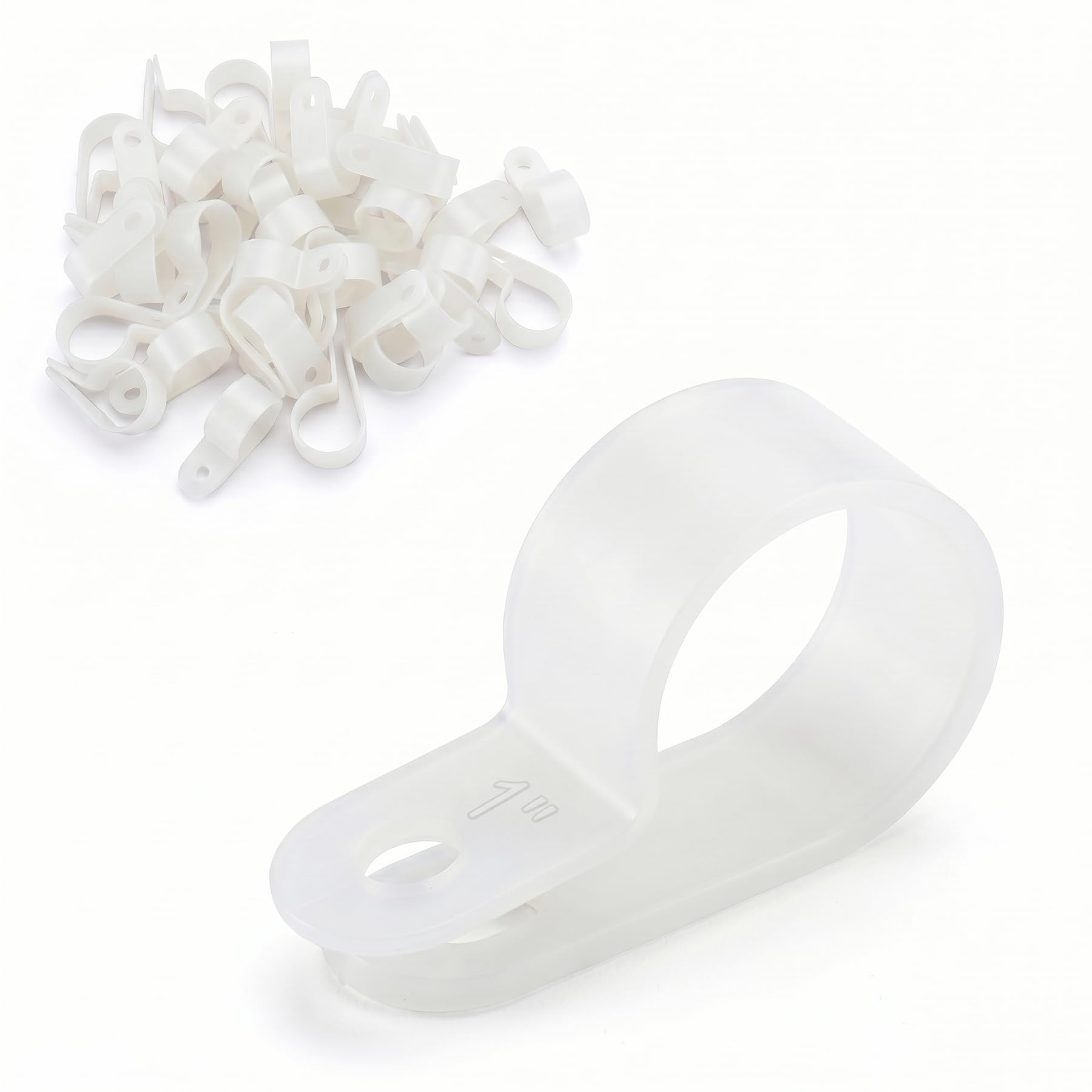 BAOMAIN 1-Inch R-Type Cable Clamps, 500-Pack Wire Nylon Wire Management Clips, UC-6 Screw-On Cord Fasteners for Home, Office, and Industrial Use