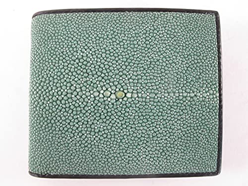 Genuine Stingray Shagreen Skin Leather Bifold Wallet (Natural, Black)2