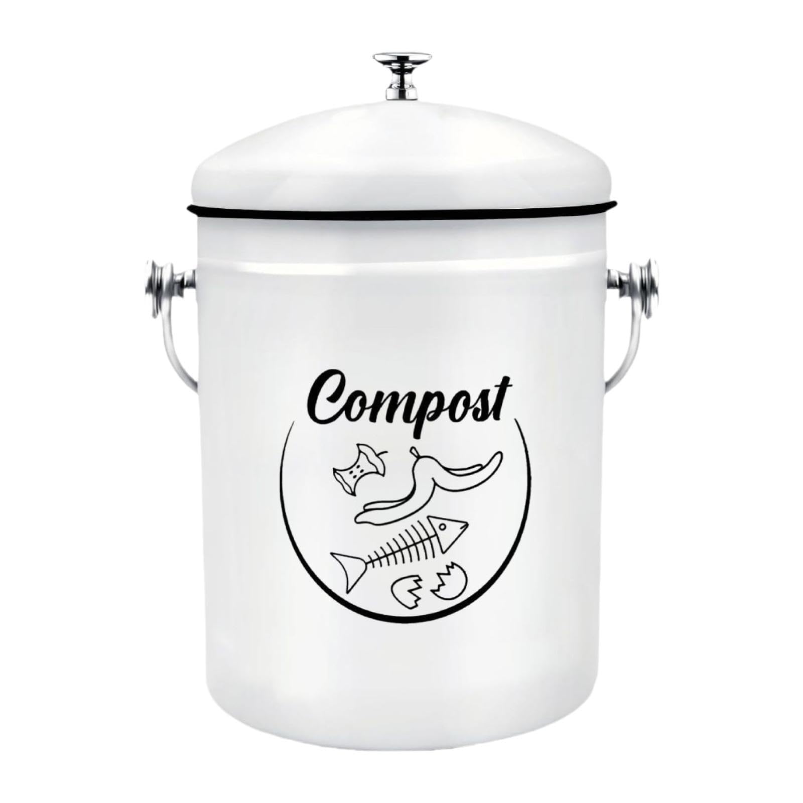 Composteur comptoir, seau à compost d'intérieur avec poignées, 5 L, indispensable en cuisine, seau robuste pour déchets alimentaires avec