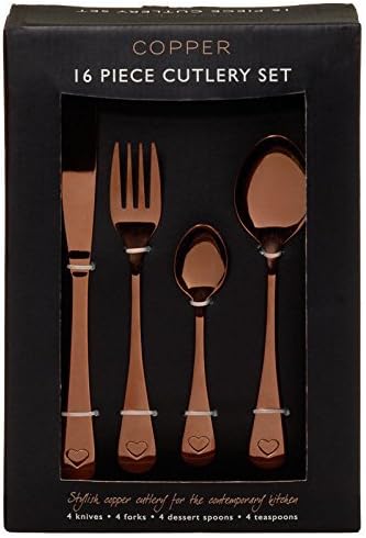 Contemporary Copper 16 Piece Cutlery Set - Heart