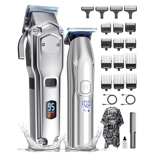 Hair Trimmer Set for Men, Hair Trimmer, Beard Trimmer, Hair Trimmer, Hairdresser, Razor, Care Set IPX7 Waterproof, Rechargeable, Ideal Gift for Men