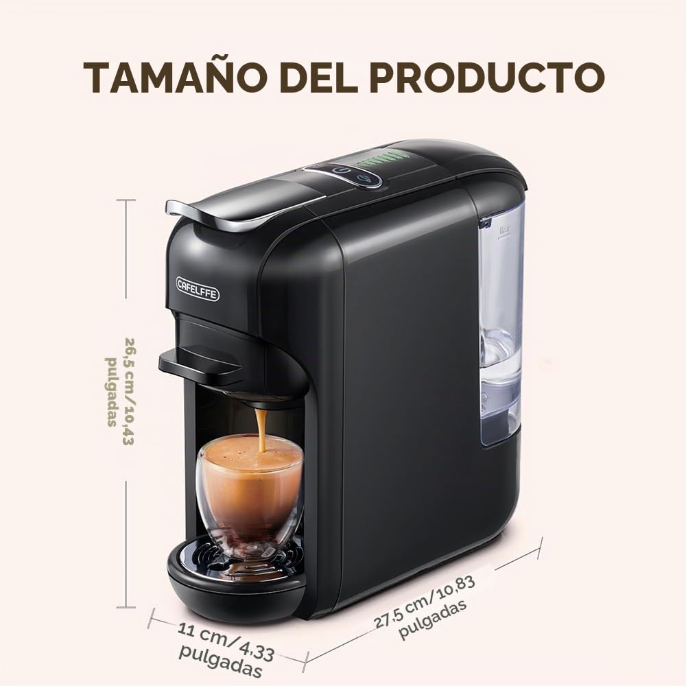 CAFELFFE Cafetera de cápsulas 5 en 1 MK-606 con volumen de café ajustable, preparación en frío/calor, 19 bares, para cápsulas Nes* Original, DG*, Kcup, ESE y café en polvo, 0,6 L, regalo