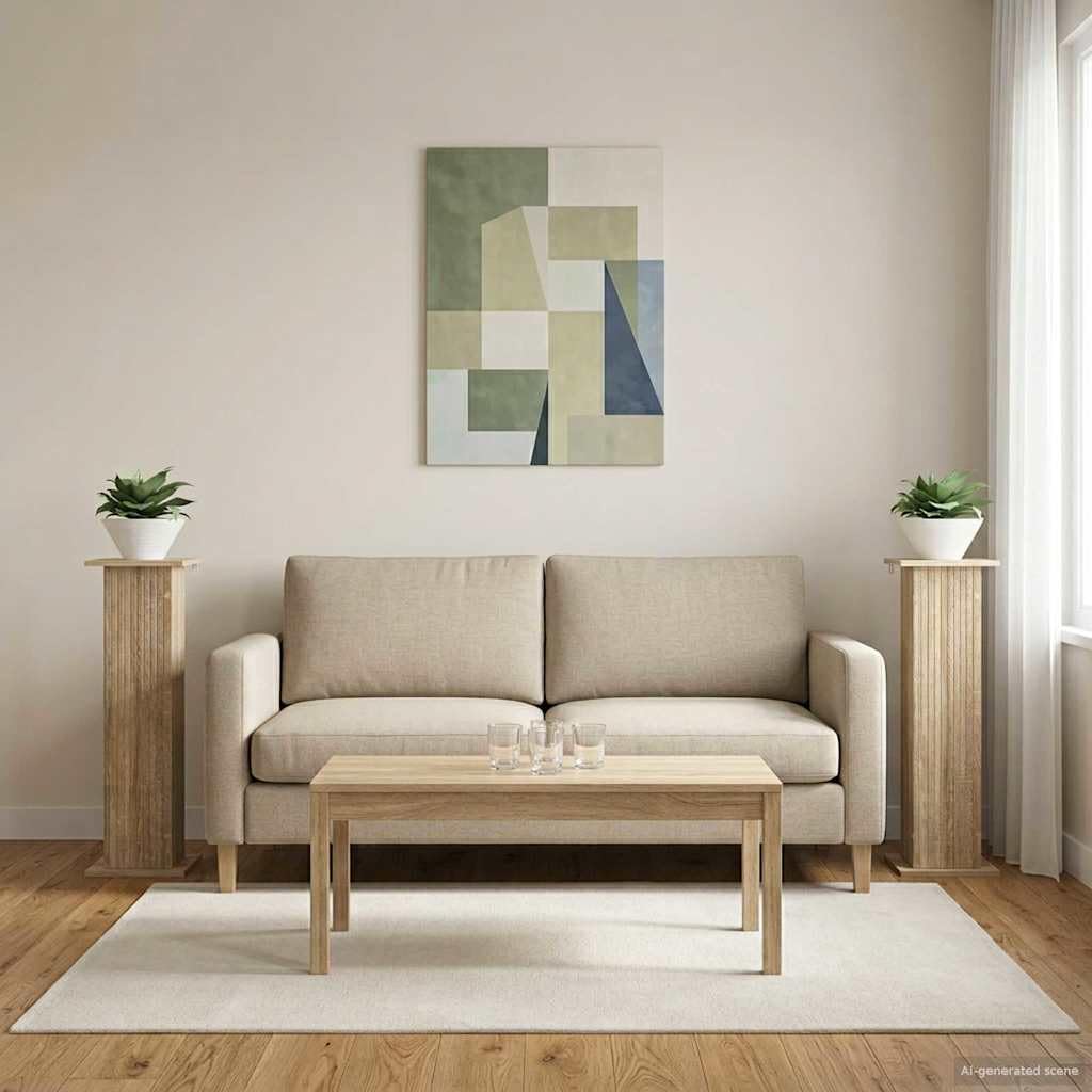 Pflanzenständer 2er Set, Blumenhocker aus Holzwerkstoff, Pflanzensäule für Zimmerpflanzen und Sukkulenten, Blumensäule Modern, Sonoma-Eiche 30,5 x 30 x 100,5 cm