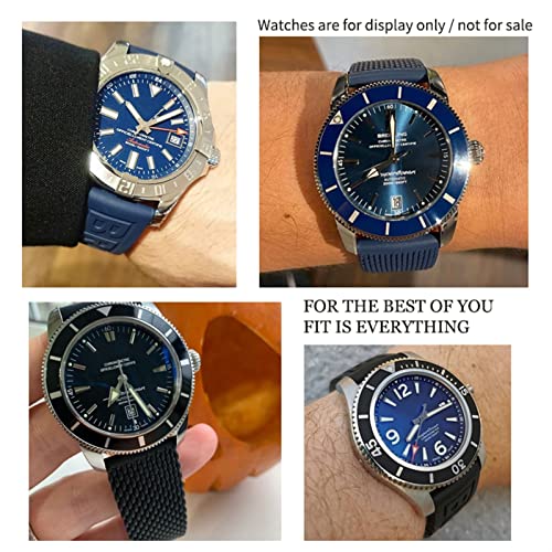 Sangle de montre en silicone tressé 22 mm noir idéale pour le bureau et la plage