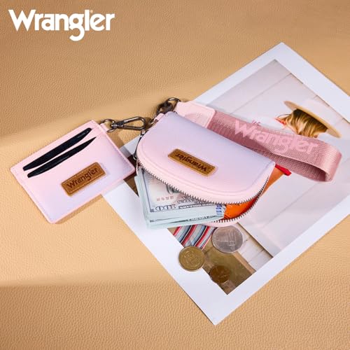 Image of Wrangler KeyChain Wallet Wristlet Wallets for Women Dual Pouch Wristlet with Zipper Womens Credit Card Holder Wallet