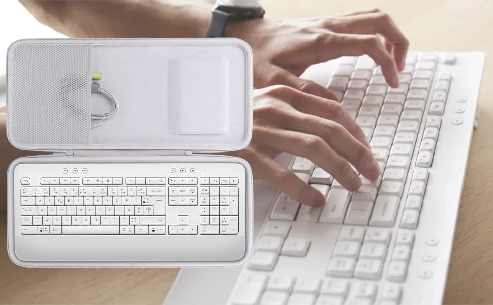 Funda rígida de repuesto para teclado inalámbrico Logitech Signature K650 Comfort de tamaño completo (funda blanca apagada) 9