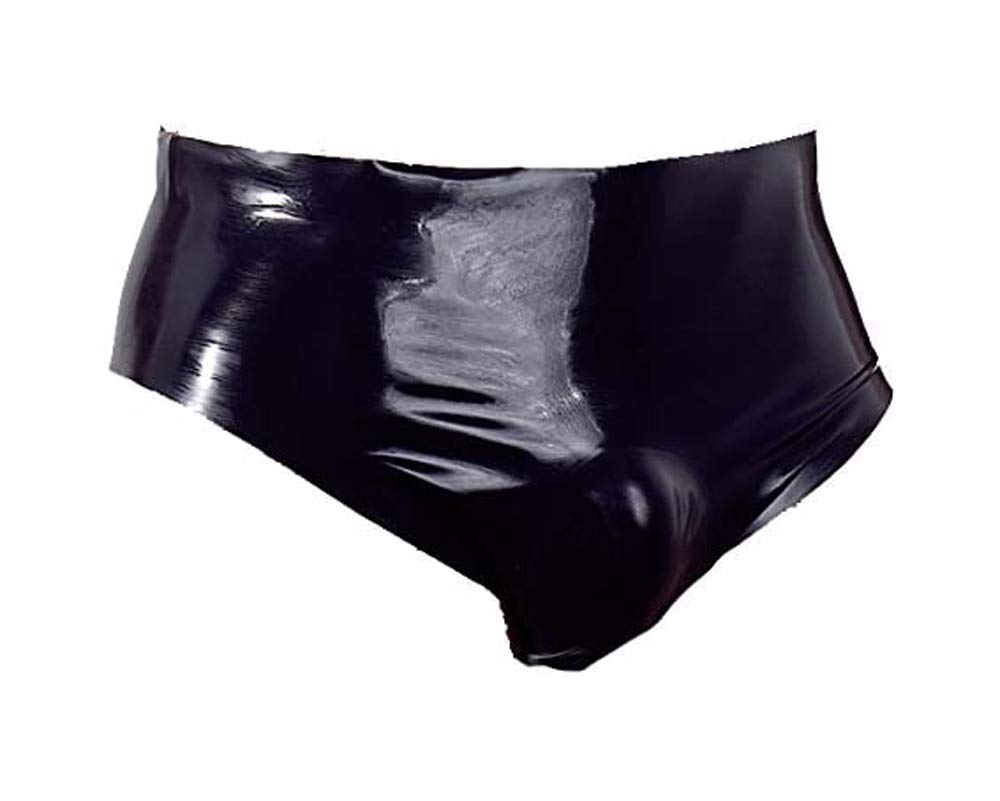 Slip in Latex Nero con Plug Anale Interno Gonfiabile