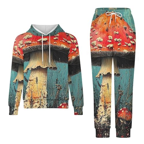 Boys' Girl's Sweatshirt Set 2 Piece Pullover Hoodie Jogger Sweatpants Pants, Mushroom Vintage4