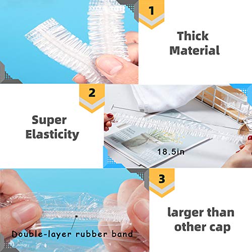 30PCS Disposable Shower Caps, Individually Packaged, Free Gift 2 Black Elastic Bands,Large&Thick Waterproof Shower Cap, Used in Home, Beauty Salon, Hotel,Food Service (white-2)