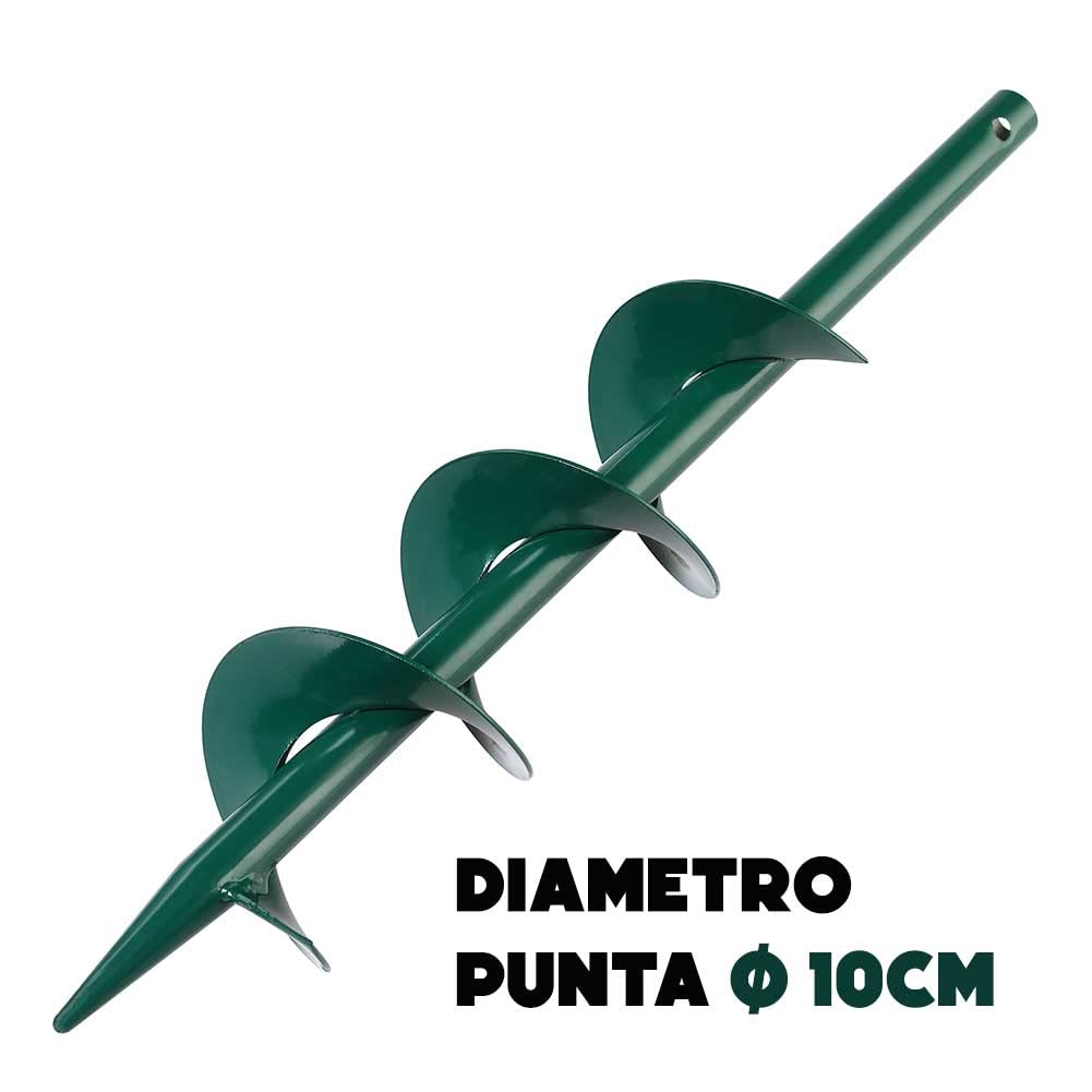 Bakaji Trivella Manuale Altezza 100 cm Punta Elicoidale Spirale Impugnatura Plastica Morbida Trapano Giardinaggio a Mano Escavatore Piante Terra Terreno (Diametro 10 cm)