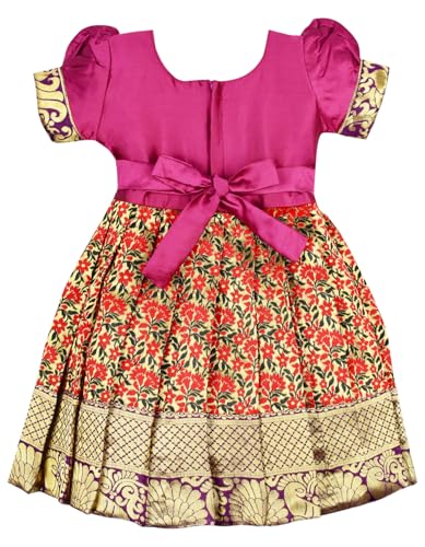 Image of AMIRTHA FASHION New south Indian traditional pattu pavadai Tapeta Silk Frock For Baby Girls