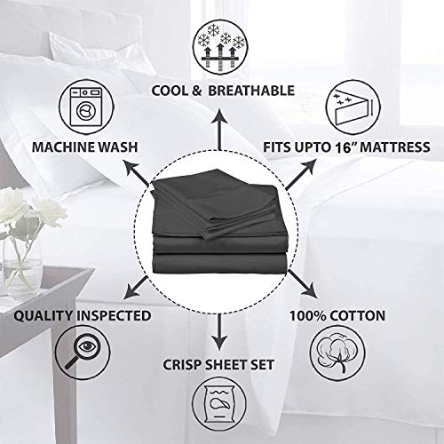 Image of Mattress-Homes Split King Size 5 Piece Sheet Set Bed Cotton Split King Sheets Adjustable Twin XL Fitted Sheets Deep Pocket 15-18 Inch, Soft Breathable Adjustable Bed Sheets Dark Grey Solid