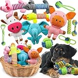 Mruq pet Stuffed Animals Dog Squeaky Toys, Bulk 12 Pack Cute Interactive Plush Dog Chew Toys, Dog Rope Toys to Keep Them Busy, Puppy Dog Teething Toys, Dog Toys Bundle for Small Medium Dogs