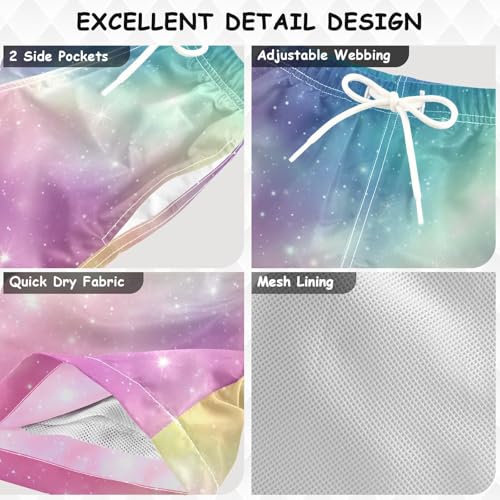 Pigsaly Boys' Swim Board Shorts Rainbow Pink Gradient Boy's Swim Trunks Kids Swimwear 5T3