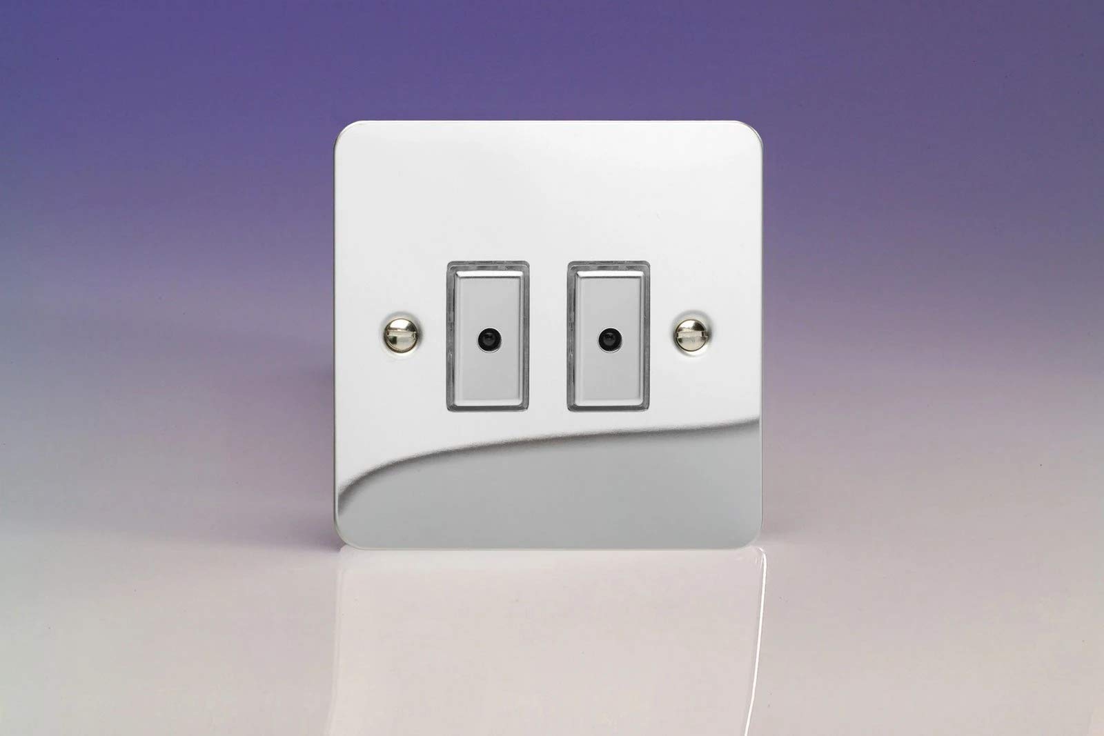 Dimmer Silver V-Pro Multi-Point Ultraflat Polished Chrome 100w Max 2-Gang 1-Way