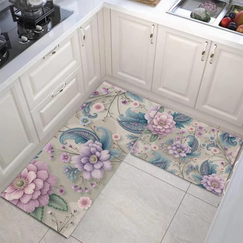 Alfombra de estilo étnico tradicional para cocina y pasillo azul 4