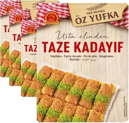Paquete de 4 hilos de pasta de cabello de ángel Kadayif Fresh Kadayif para chocolate de Dubai 400 gramos