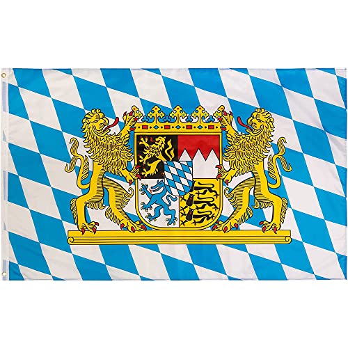 Bayern Flaggen Wetterfeste Freistaat Bayern Fahne, Bavaria Flag Flaggen mit Messing-Ösen 90 x 150 cm Cover