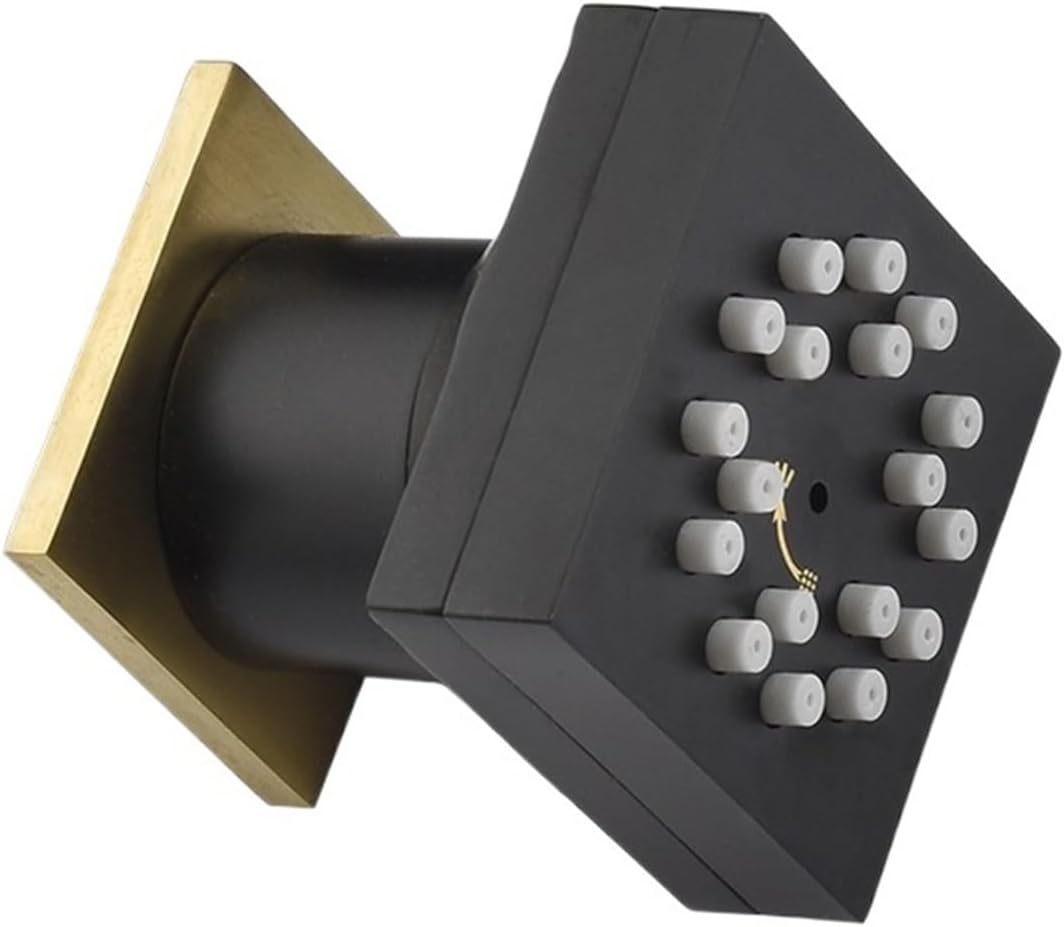 WHLTYH 2 Functions Solid Brass Body Shower Spray Jets Concealed Square Sprayer Set Saving Water Massage Jet System Black Gold (Color : Brushed Gold 1PCS)
