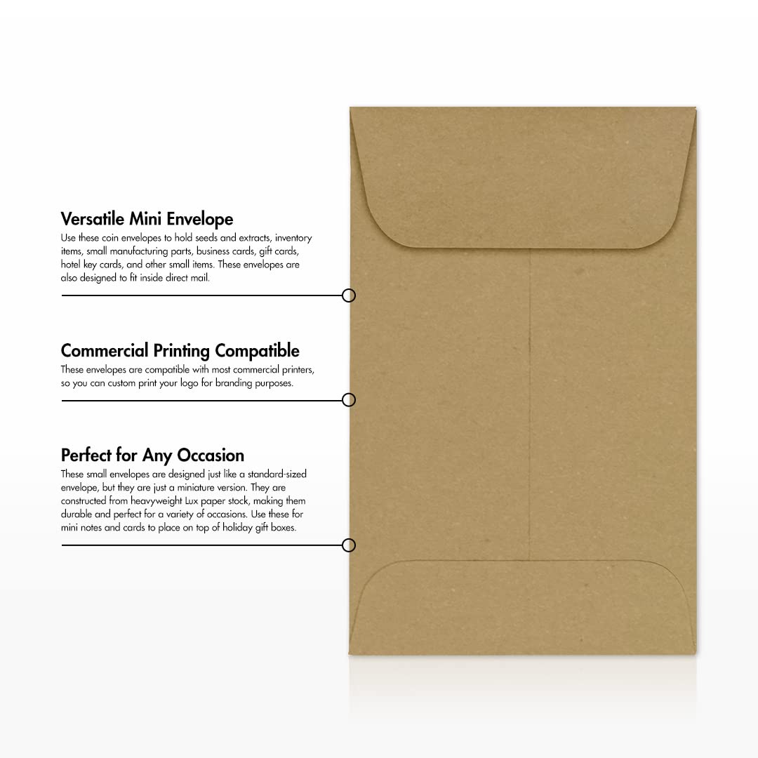 1 pièce de monnaie enveloppes 2 1/4 x 3 1/2 en 57.15 x 88.9 mm Grocery Bag Brown