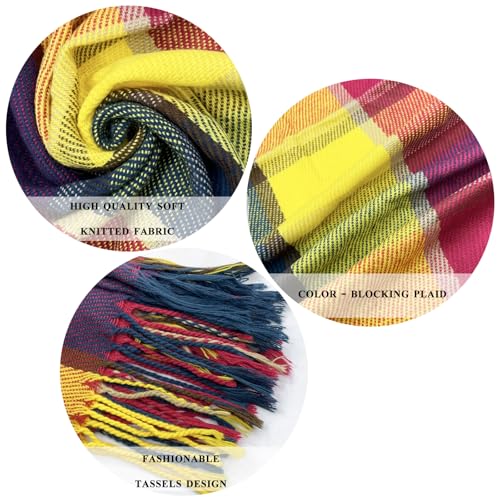 woogwin Winter Scarf for Women Cashmere Feel Plaid Warm Long Blanket Scarves Big Grid Pashmina Shawls and Wraps3