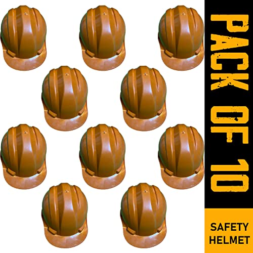 Image of LADWA Orange Heavy Duty Superior Safety Helmet, ISI Marked Industrial Protective Hard Hat for Construction, Factory and Outdoor Work Safety (Pack of 10)