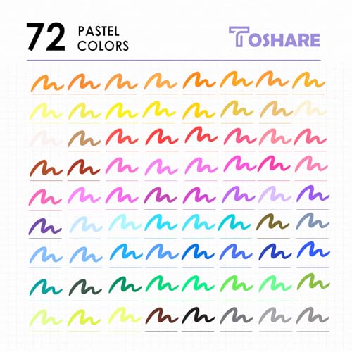 TOSHARE 72-Color Double-Tip Brush Marker Set