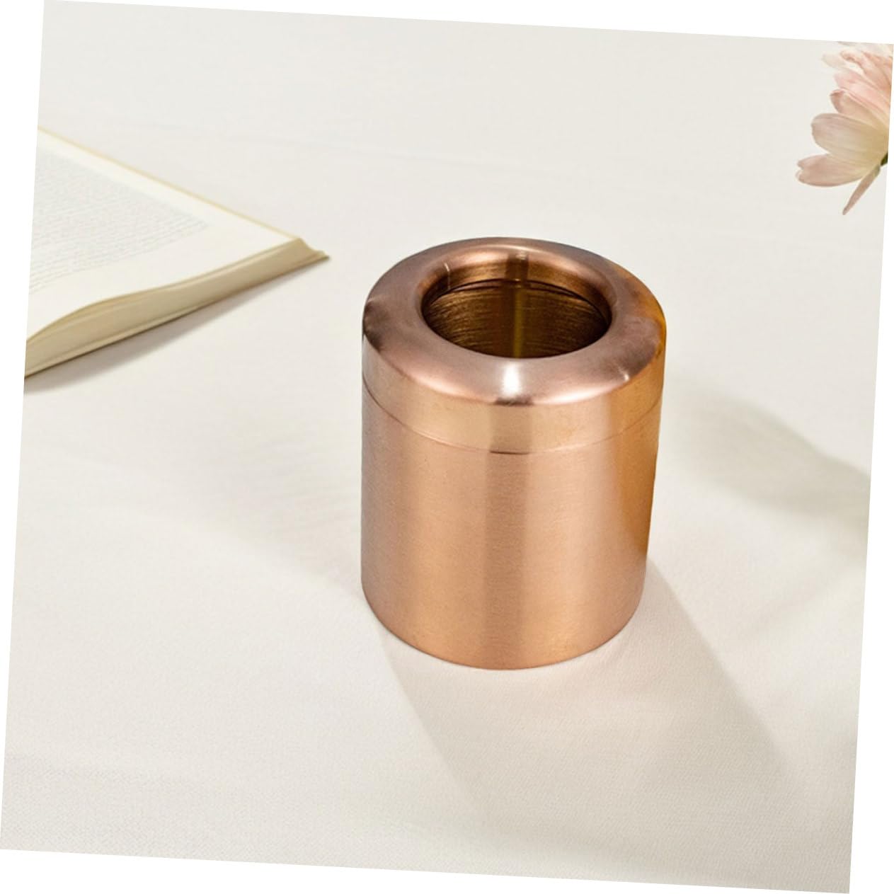 STOBAZA Desktop Trash Can: Open Top Tiny Waste Bin Stainless Steel Tabletop Garbage Can Small Countertop Wastebasket for Desk Coffee Table Office Home Bronze