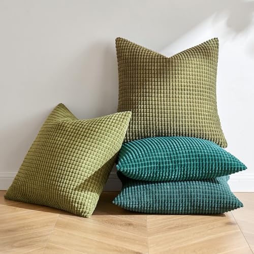MIULEE Granule Throw Pillow Covers 16x16 Set of 4 Green Decorative Pillowcases for Living Room Bedroom Home Chair 16x16 Inch
