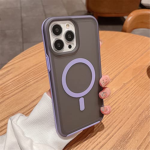 Coque de chargement sans fil magnétique violette mate pour iPhone 11 antichoc