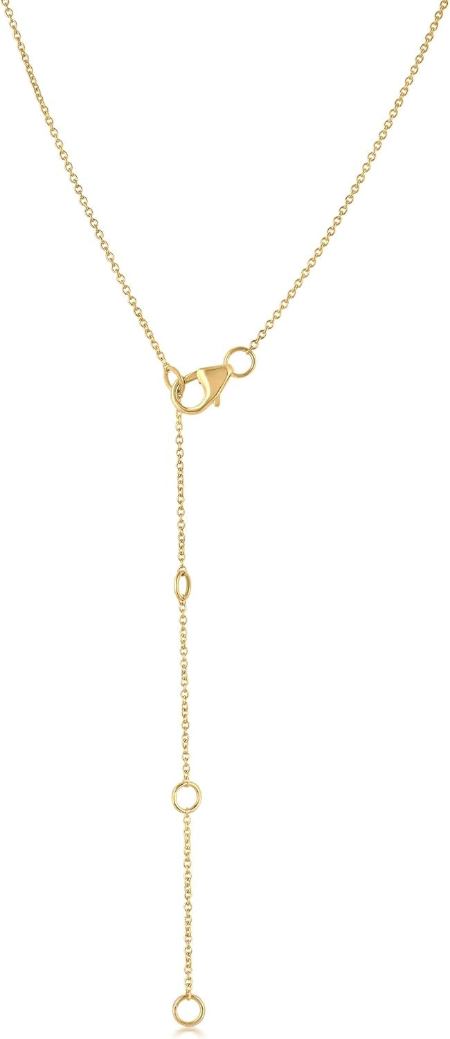 14K yellow gold 0.29 Ct Round Diamond Rectangular Charm Necklace(GH Color, SI1 Clarity)