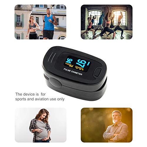 CONTEC CMS50NA Pulse Oximeter Fingertip Blood Oxygen Saturation Monitor SpO2 and PR Value Waveform Blood Oxygen Neck/Wrist Corda, Black - Image 4
