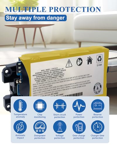 Image of XFBT620 Battery Replacement for Shark IX140 IX141 IX142 IZ140 IZ140C IZ141C IZ142 UZ145 Cordless Vacuum Cleaners Rocket Pet Stick Rocket Pro for Shark Battery 1900mAh 41Wh 21.6V