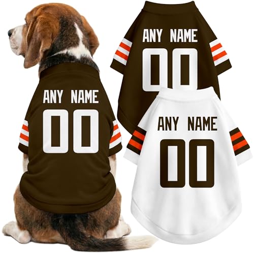 Image of Cleveland Dog Clothes Jersey Style Personalized Pet T Shirt with Custom Name Number for Small Medium Large Dogs