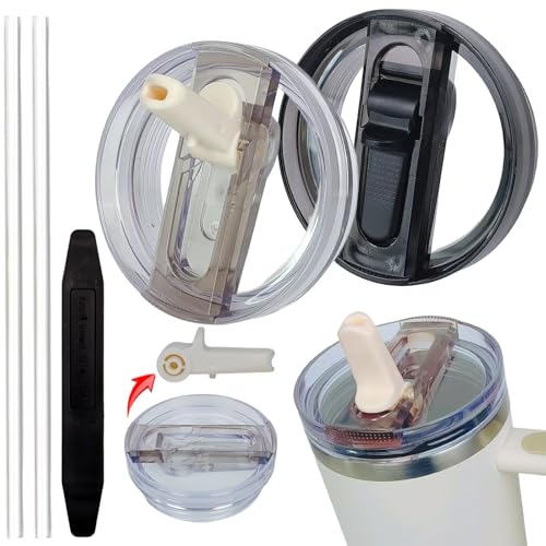2 Pack 30 oz Tumbler Detachable Flip Straw Lid Replacement Fit for Stanley Quencher ProTour,Leak Proof Lid Compatible with Stanley Cup,No Spill Flip Top Tumbler Cover for Stanley Cup Accessories