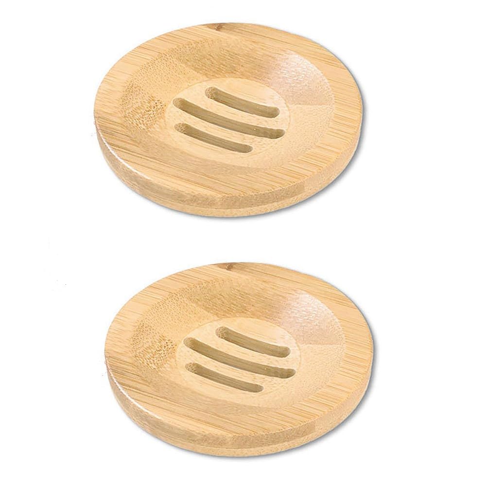 2PCS Bamboo Soap Dishes, Handmade Bamboo Wooden Soap Holder, Bathroom Soap Dish, Natural Soap Box