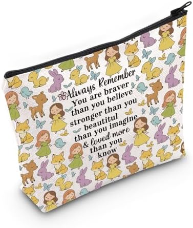 LEVLO Beauty Story Cosmetic Make up Bag Movie Inspired Gifts You Are Braver Stronger Smarter Than You Think Makeup Zipper Pouch Bag For Women Girls