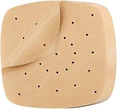 Air Fryer Parchment Paper Liners Air Fryer Disposable Liners Square Perforated Parchment Paper Sheets for Air Fryer ,Non-Stick Baking Paper for Air Fryers, Steamers, Cake Pan (8.5 inch 100 PCS)