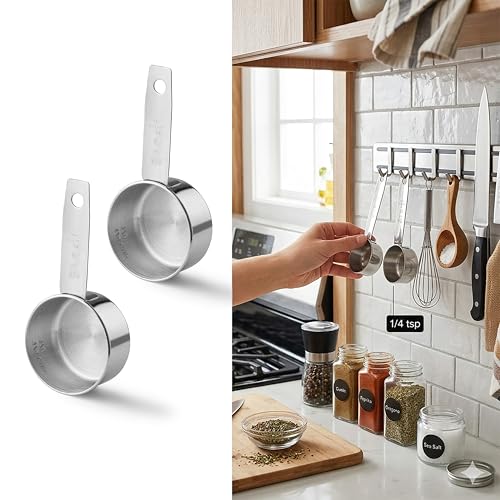 Juego de 2 vasos medidores de acero inoxidable 1/4 taza miniatura 7