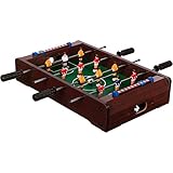 GAMES PLANET Maxstore Mini-Tisch-Kicker Tischfussball „Dundee“, Dunkles Holzdekor, Maße: 51x31x8 cm, Gewicht: 2,6 kg, 4 Spielstangen, inkl. 2 Bälle