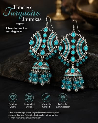 Image of Women's Gold-Plated Floral Pearl Long Drop Earrings with Multi-Layer Chains for Traditional and Festive