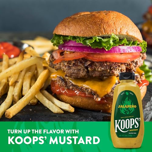 Image of Koops' Mustard Gluten-Free, Kosher, Made in USA, From Quality Mustard Seeds, Creamy and Traditional Bavarian Recipe (12 Ounce (Pack of 1), Jalapeno)