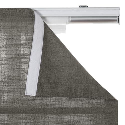 Image of TWOPAGES Liz No Drill Cordless Roman Shades Linen Textured Roman Blinds for Windows, Custom Made Room Darkening Blackout Roman Window Shades, Hardware Included, Ebony, 1 Piece