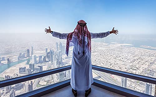 Image of PENINSULA LOVE Men Arab Shemagh keffiyeh Scarf Muslim Turban Middle East Desert Hijab Head Wrap Shemagh with Aqel Rope 54x54