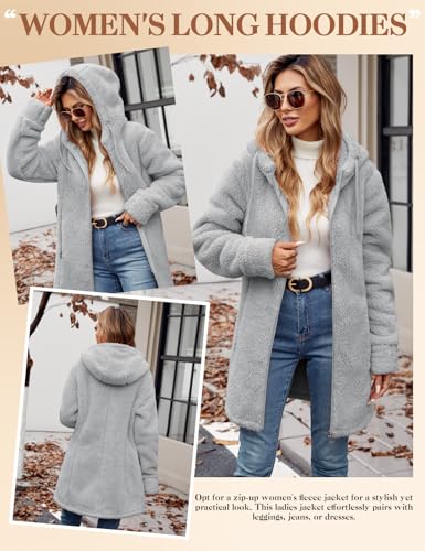 RITOSTA Teddyjacke Damen Winter Fleecejacke mit Kapuze Herbstjacke Winterjacke Warme Kapuzenpullover Damen-Jacken Zipper Hoodie Mantel Plüschjacke mit Taschen