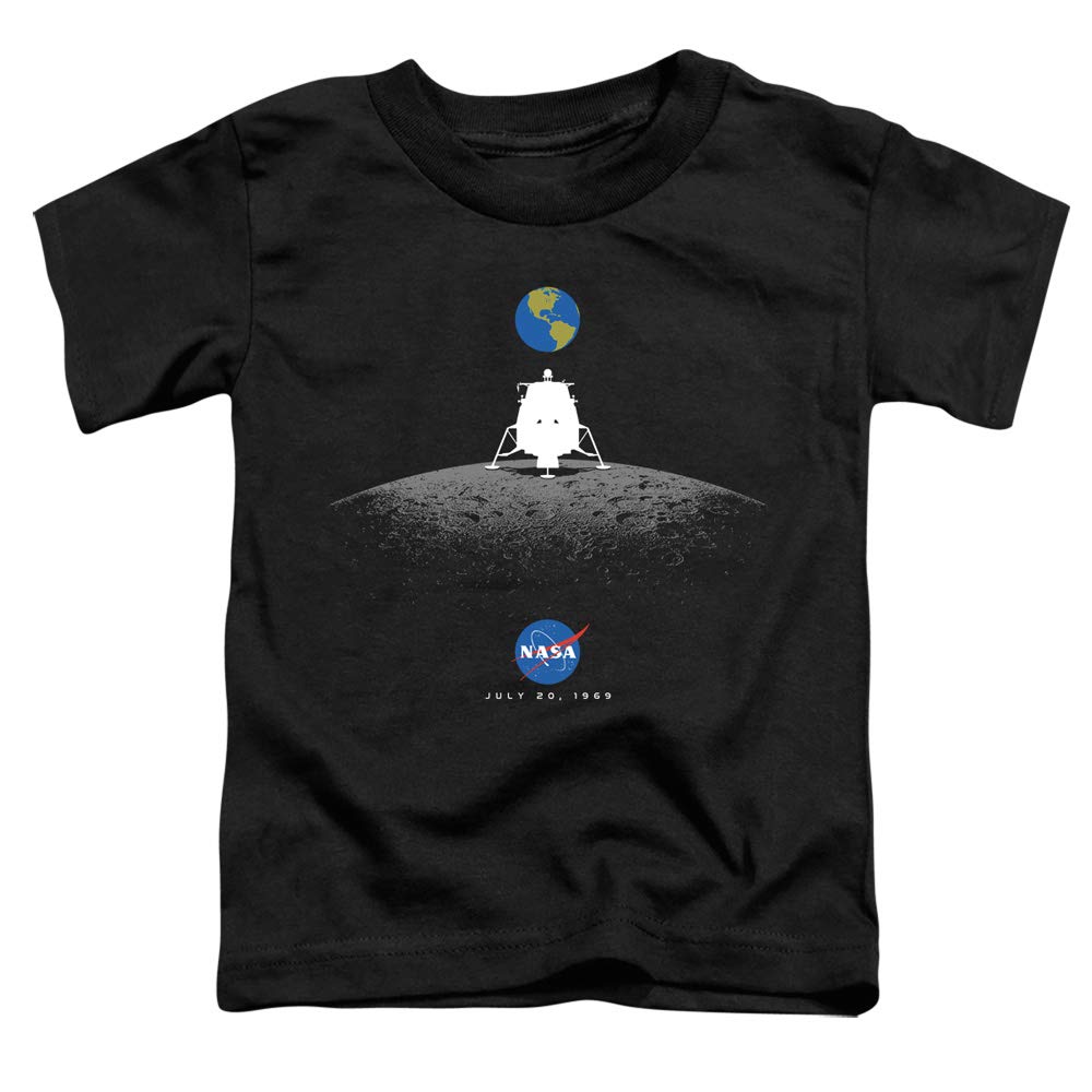 NASA Moon Landing Simple Unisex Toddler T Shirt for Boys and Girls, Medium (3T) Black