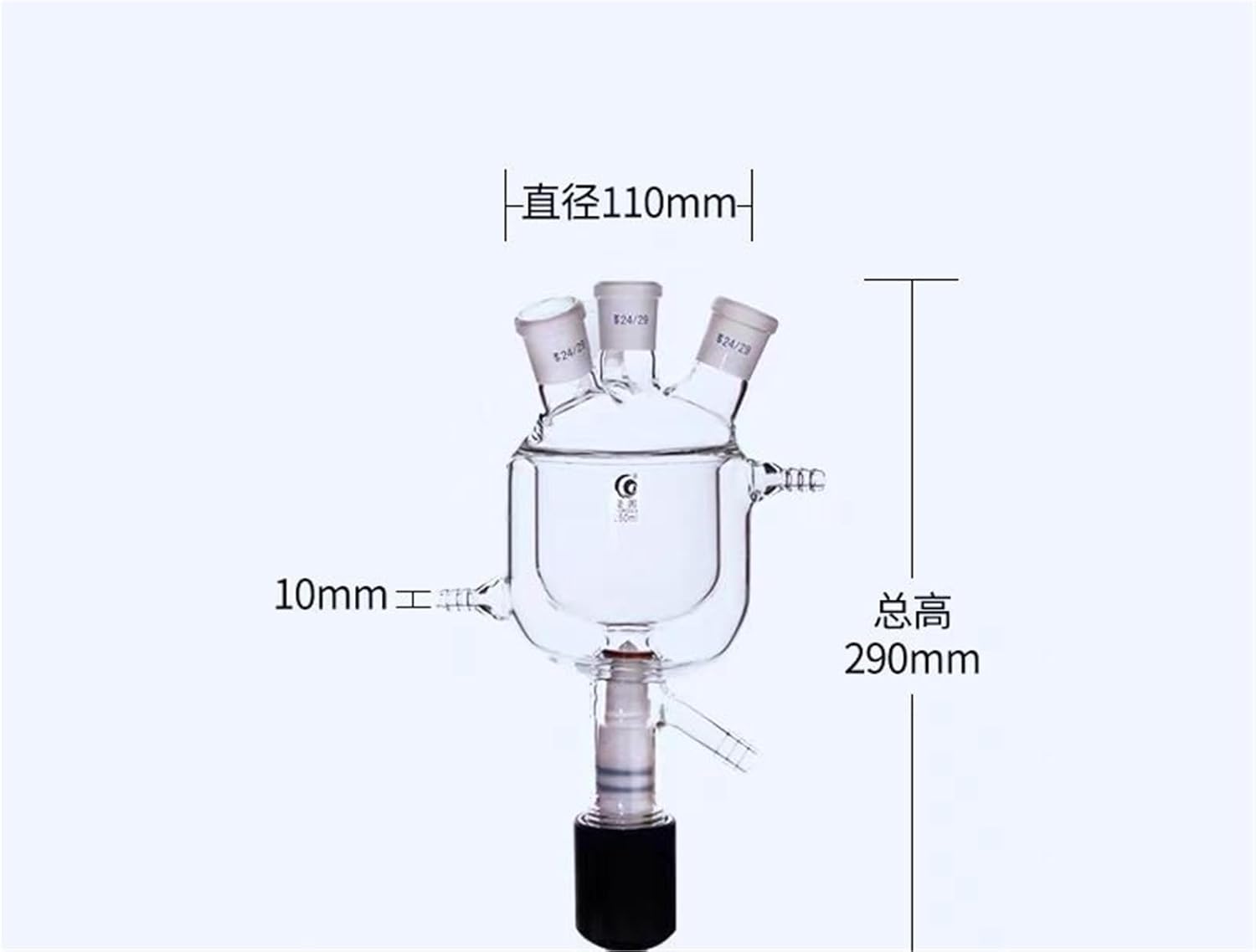 Four Mouth Jacketed Reaction Bottle with Plunger Valve Reaction Kettle with Discharge Double-Layer Reactor Flask(5000mL 40x24x24x24)