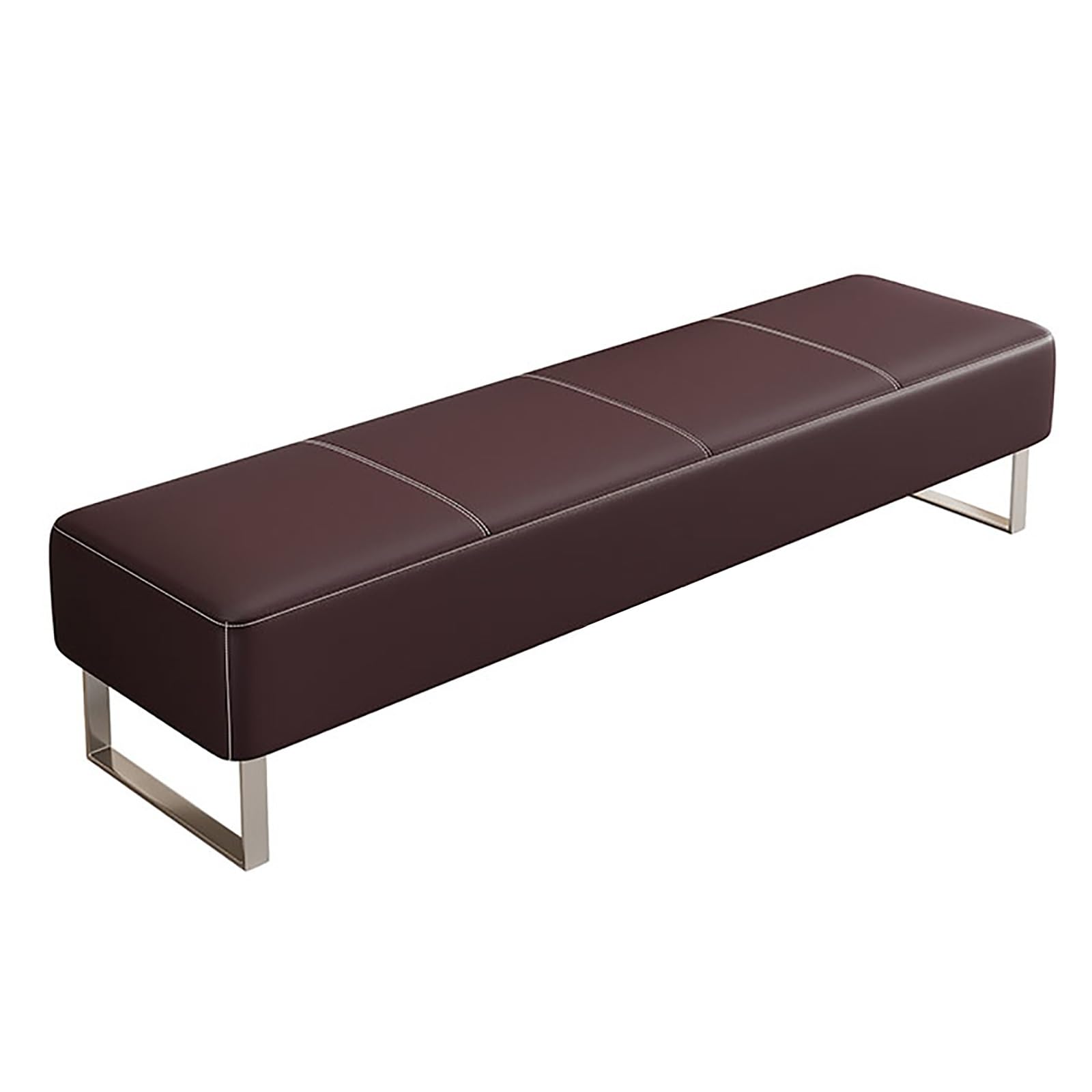 Elegante Empfangsbank aus braunem Kunstleder für Wartebereiche an Flughäfen und Krankenhäusern, zuverlässiges Sofa (150 x 40 x 40 cm) für Salons und Spas