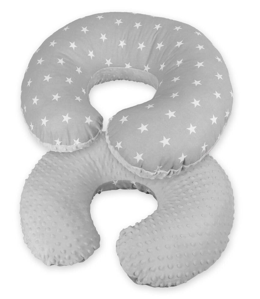 Babymam Baby Feeding Pregnancy Pillow Cover Newborn Nursing Dimple Grey/Small white on Grey