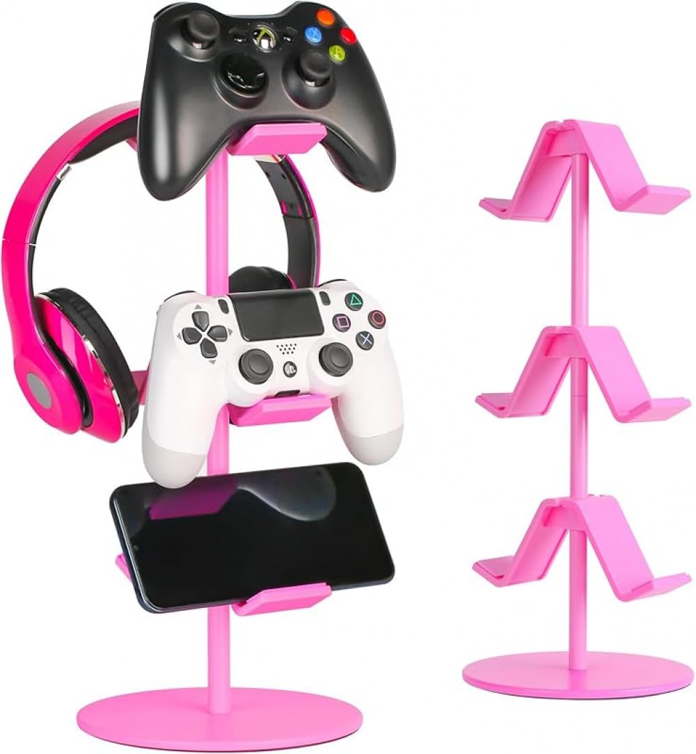 Supporto per controller di gioco, elegante design unico e simmetrico, supporto per controller, avvio di ricarica, supporto per cuffie da tavolo, facile montaggio, fino a 4 posizioni, versione